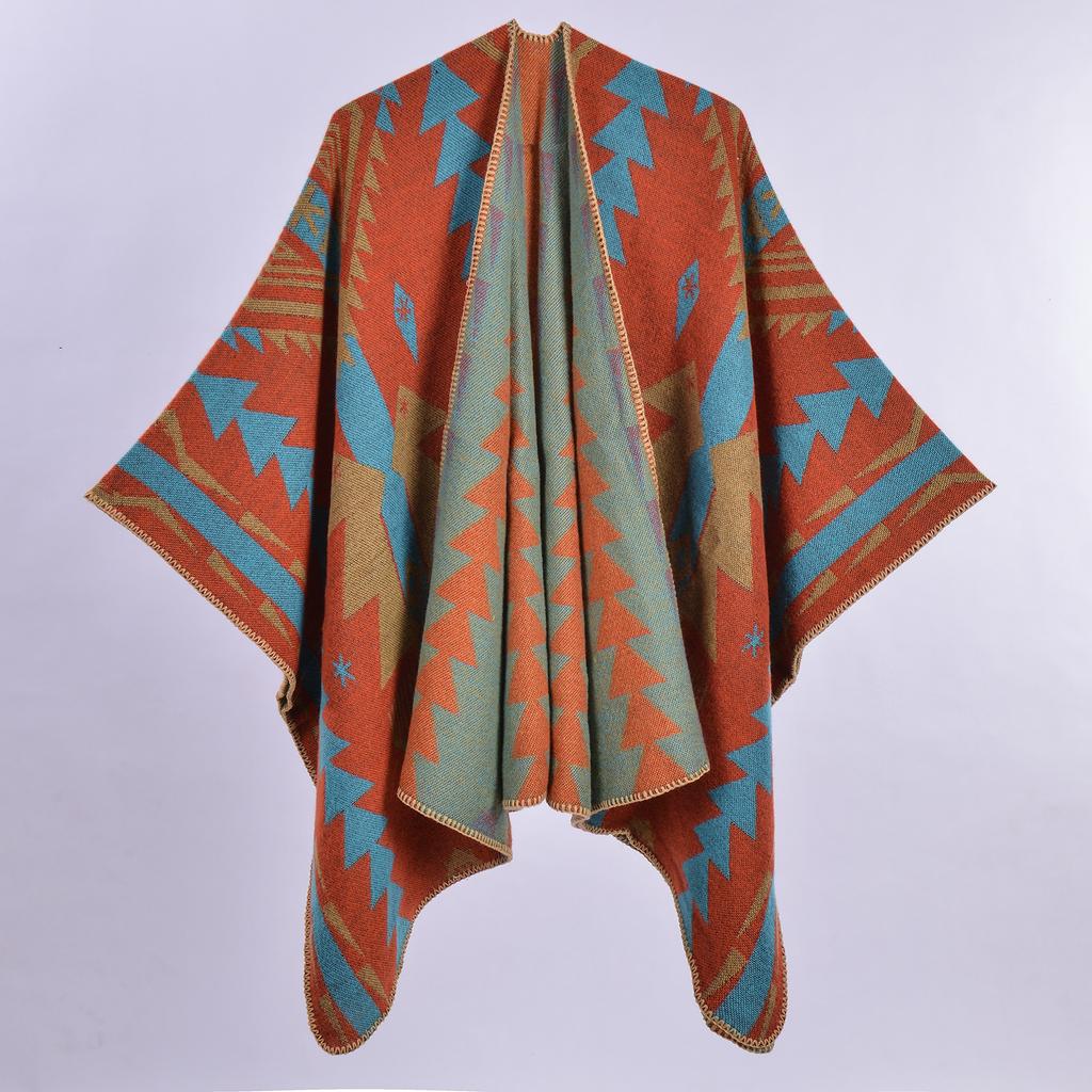 DX Thickened Ethnic Style Women's Shawl Autumn and Winter Retro Indian Style Warm Split Cloak Jacket Amazon Wholesale