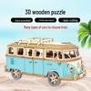 Wooden 3D Camper Car Puzzle - DIY Educational Toy for Kids