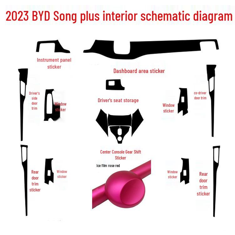 BYD Song Plus Interior Stickers: Carbon Fiber Anti-Scratch Console Gear Shift Wrap (Fits 20 Models)