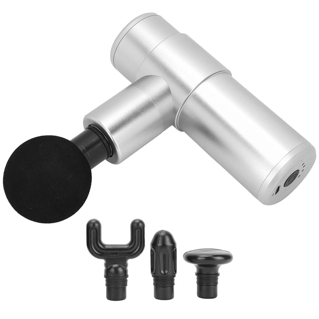 Бытовой массажер для глубоких тканей мышц, пистолет для снятия боли, ручной электрический массажер для мышц, серебристый