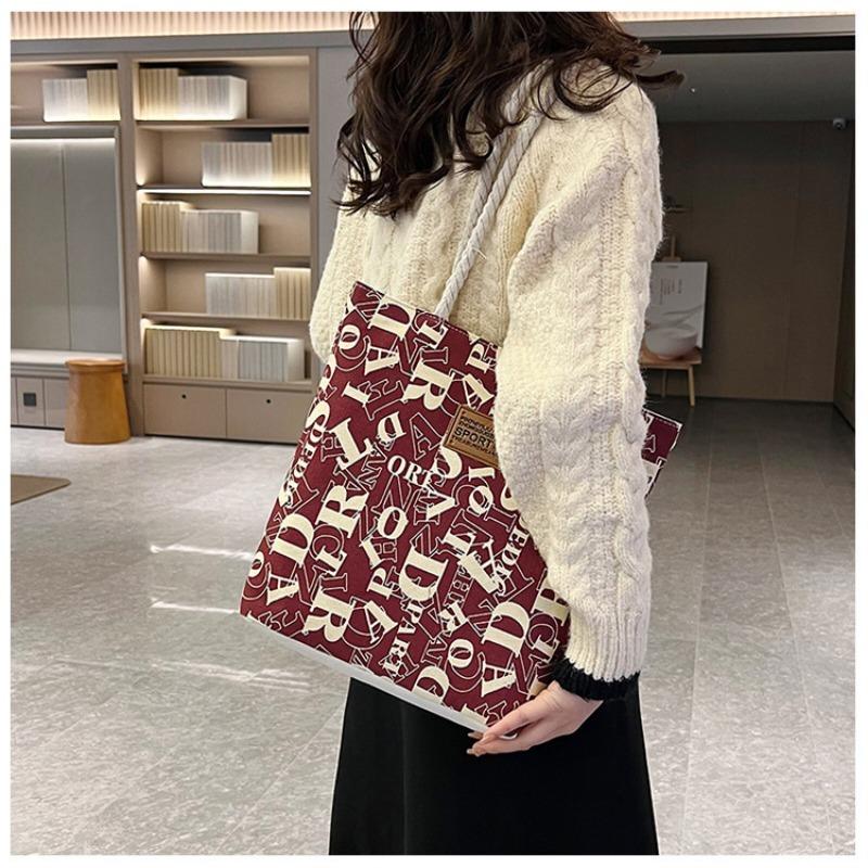 Женская сумка-тоут из холста с надписью, большая вместимость, стильная сумка через плечо для работы и поездок на работу