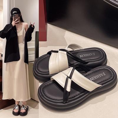 Темпераментные сандалии, новые летние сандалии с крестообразной головкой и обувь на плоской подошве, нескользящая пляжная обувь