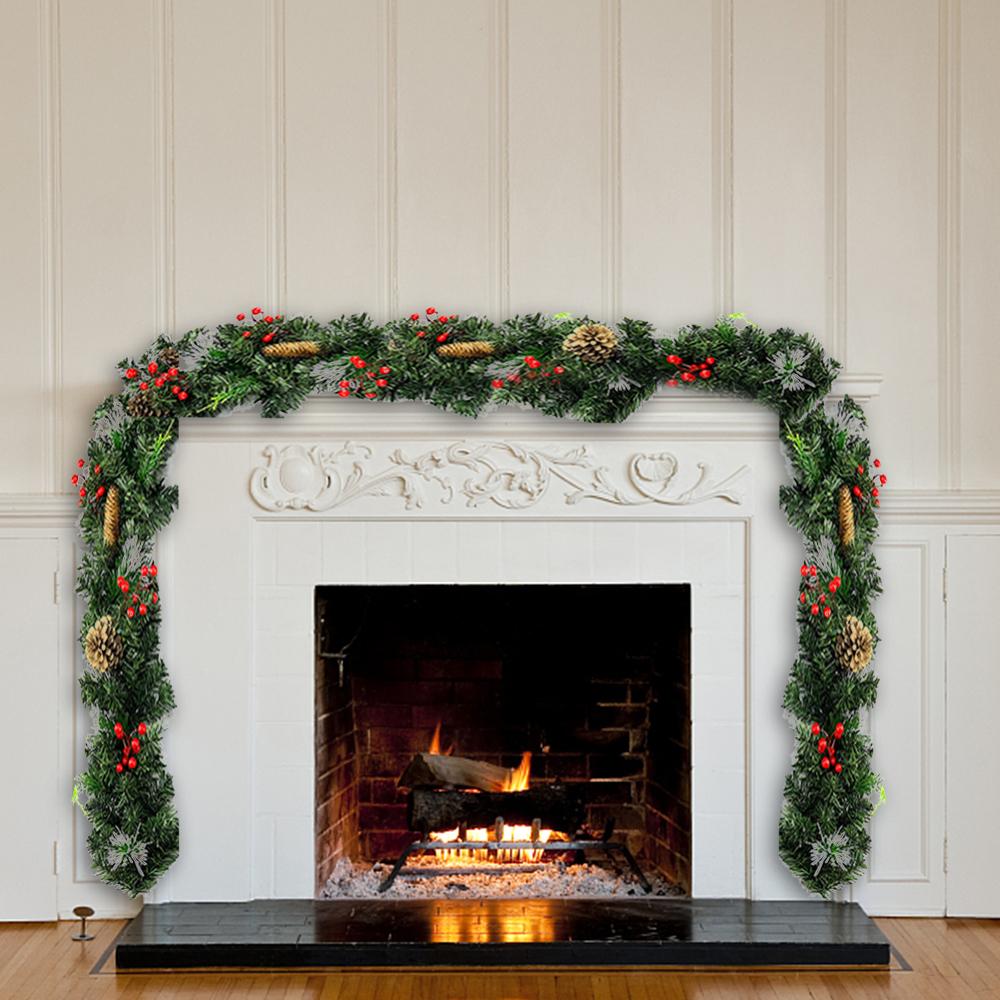 Длинная рождественская гирлянда длиной 9 футов, гибкая подвесная подвеска из ПВХ, искусственные рождественские гирлянды с бантом