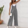 Женские модные летние однотонные брюки без рукавов с v-образным вырезом, широкие брюки, комбинезон