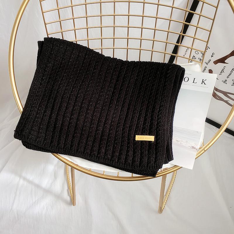 Ins Harajuku Wind Coarse Knitted Scarf Women's Winter Korean Edition Универсальный толстый теплый шарф для студентов Однотонный модный