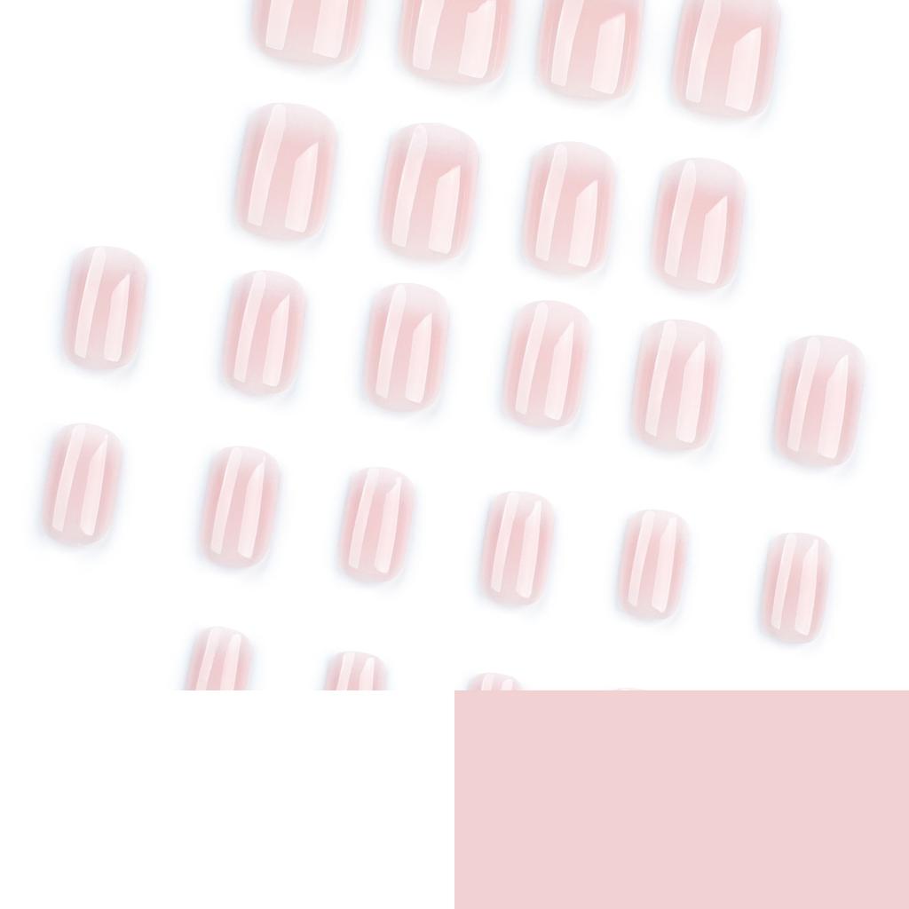 24 шт. Простой французский розовый белый постепенное изменение накладной ноготь короткий квадратный розовый маникюр накладной ноготь часть накладной ноготь