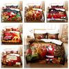 Santa Claus Bedding Christmas Bedroom Down Duvet Cover and Pillowcase 2/3pc Single Double Bed 3D Printed Duvet Cover Set Gift