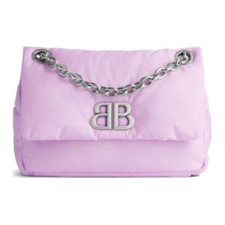 Balenciaga B Logo Metal Accessory Magnetic Flip Closure Nylon Mini Handbag Women handbags Lavender 7929772AA6J5324