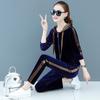 Women's Velvet Hooded Tracksuit - Spring 2025 Fashionable Two-Piece Set for Middle-Aged Moms