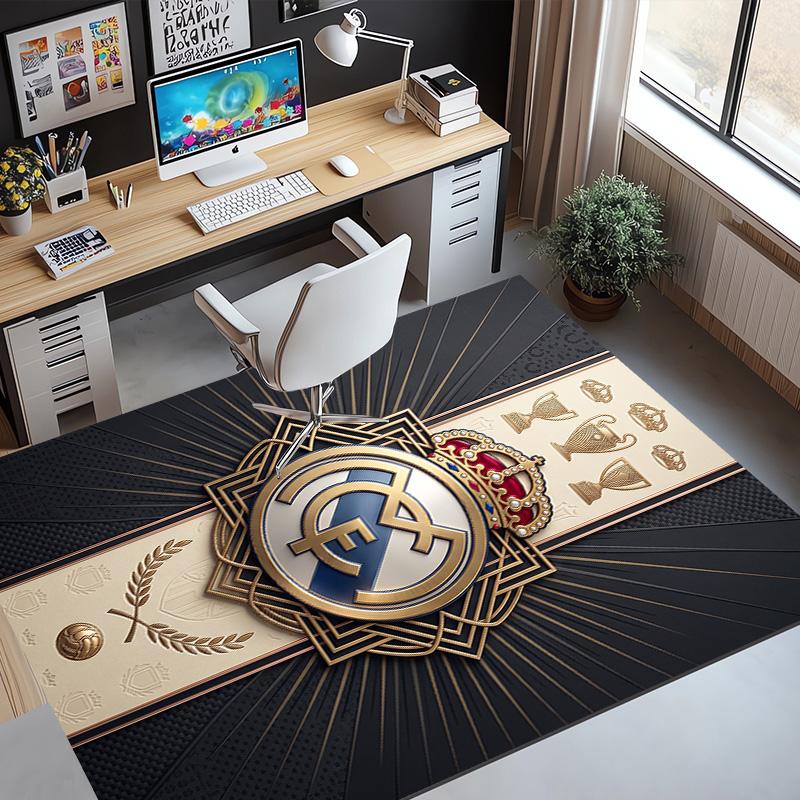 Real Madrid Football Pattern Rug, Indoor/Outdoor Mat, for Picnic, Gameroom, Bedroom, Office, Living Room, Home Decor Carpet, Birthday Gift