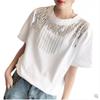 Ladies Heavy Industry Sequins Rhinestone Tassel T-shirt Short-sleeved Spring and Summer New Loose Net Red with The Same Half-sleeved