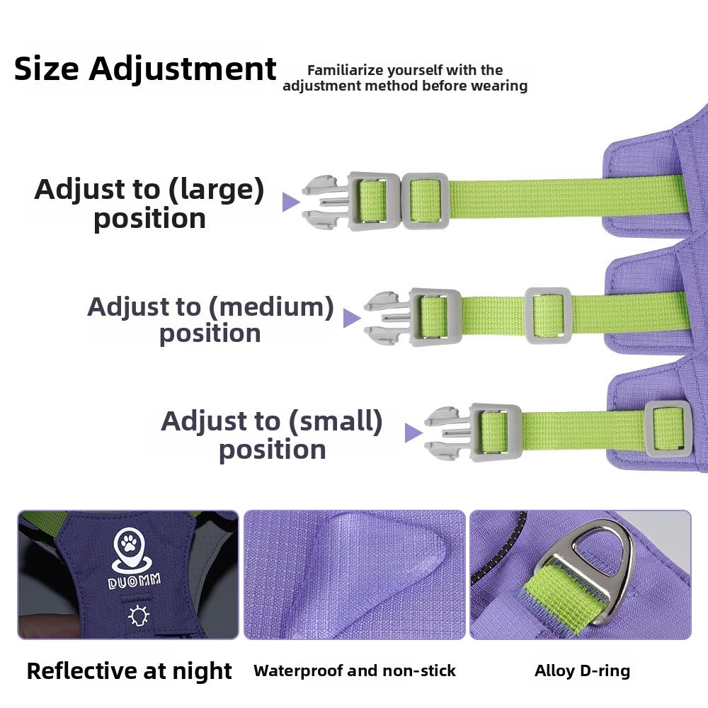 Dog & Cat Harness Lightweight Outdoor GPS Tracker Pocket Waterproof Quick-Dry Reflective Pet Vest Hiking Running XL