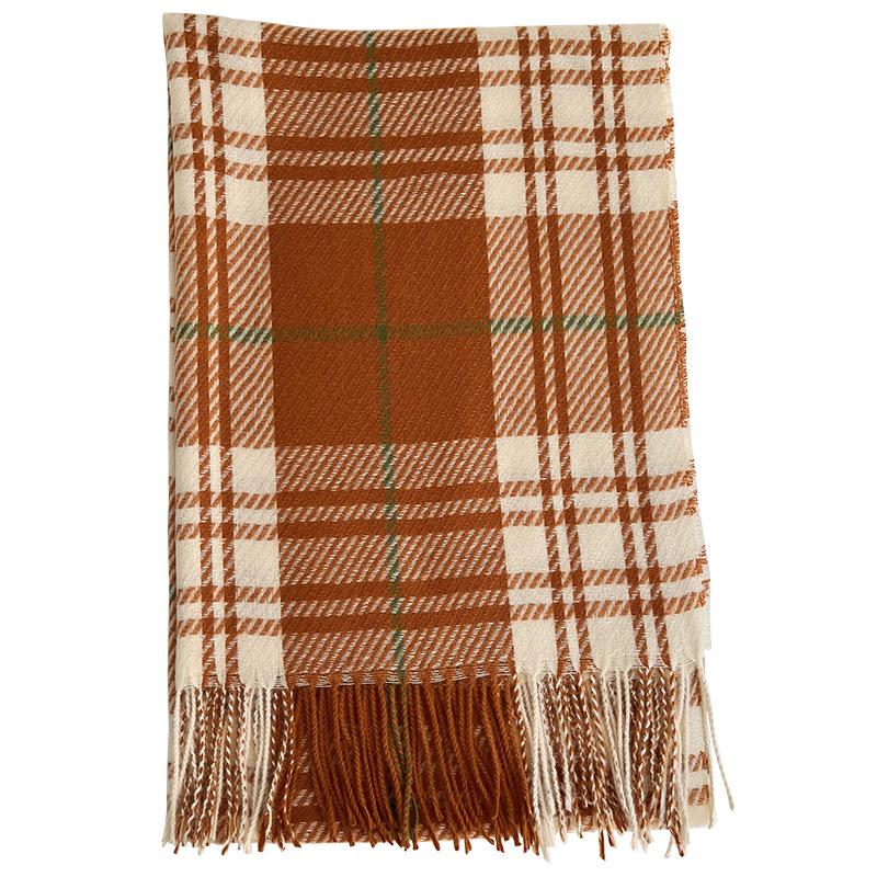 Scarf WomenS Winter Versatile Cashmere Plaid Tassel Thickened Warm Fashion Cold Proof Wind Proof Warm Shawl
