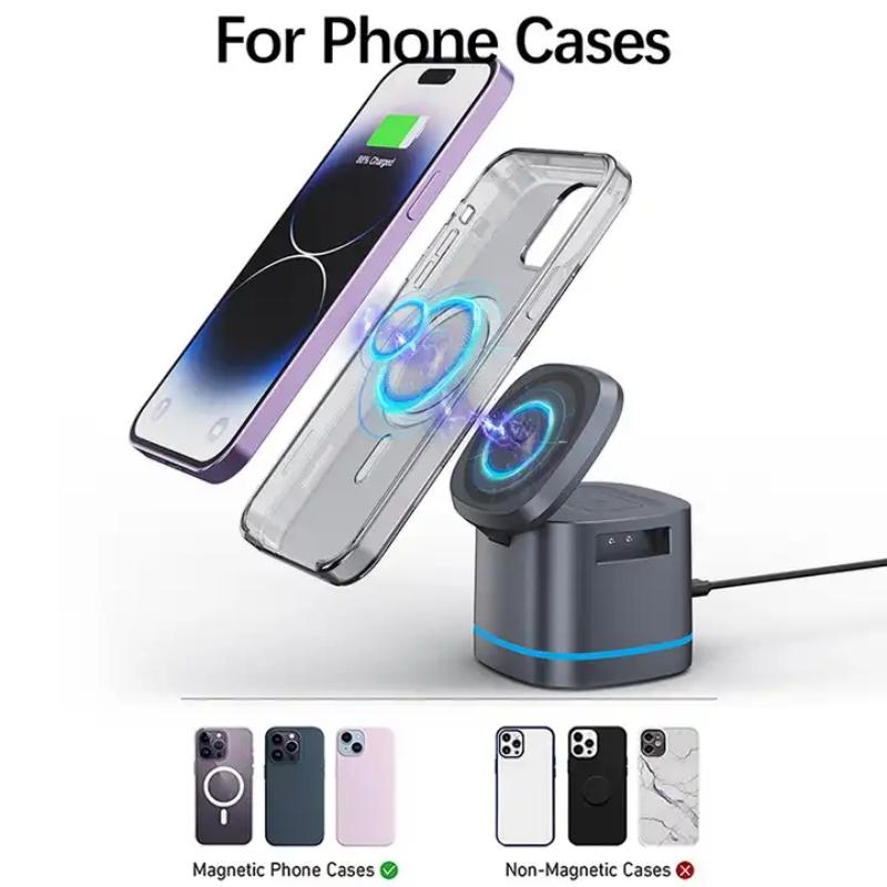 Multifunction Magnetic 3 In 1 Folding Wireless Charger 15W Fast Charging Dock