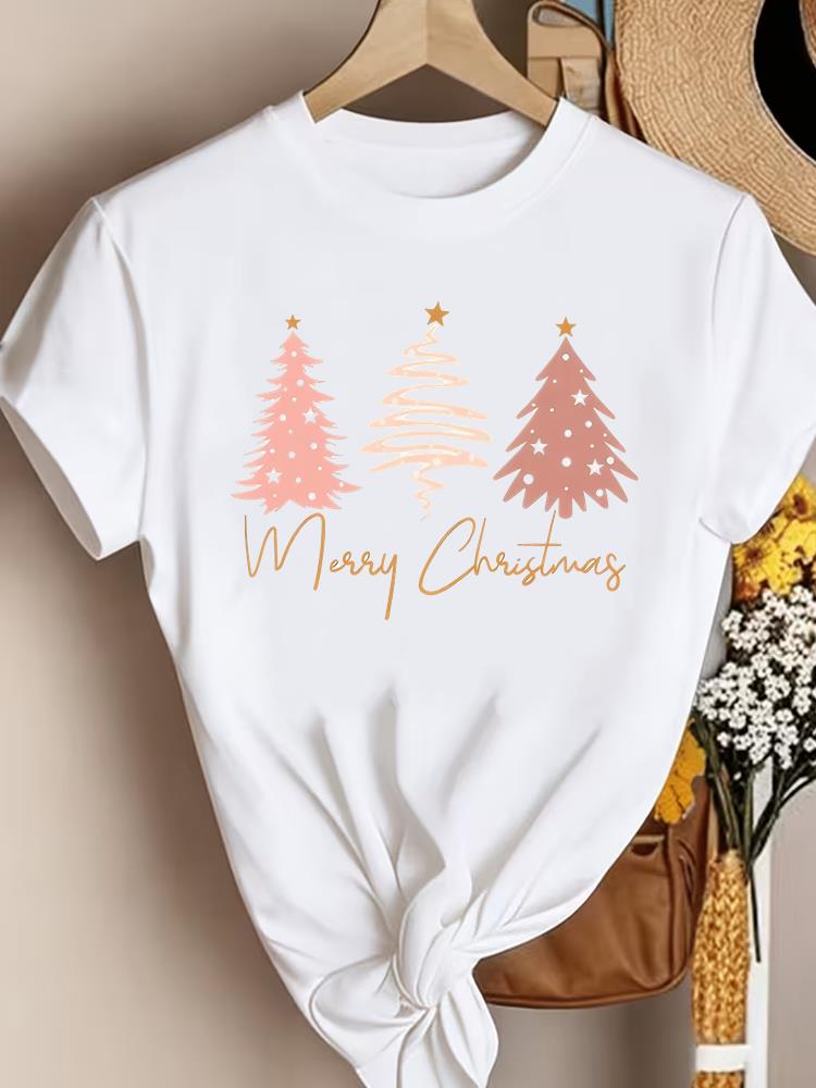 (Asian Size) letter lovely 90s New Year Clothing T Shirt Women Fashion Christmas Festival Tee Top Print Woman Short Sleeve Graphic T-shirts