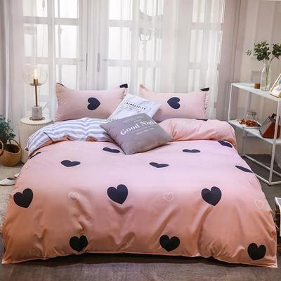 Комплект постельного белья Pink Heart, комплект из 3 предметов, мягкий, удобный, двусторонний пододеяльник из микрофибры с рисунком «Любовь и полоски»