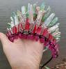Natural Crystal Electroplating Frosted Crystal Witch Halloween Moon Crown Headband KTY