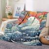 Watercolor style polar bear pattern Flannel printed blanket suitable for all seasons suitable for living room office sofa travel