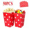 50pcs Red Polka Dot Paper Popcorn Boxes, Multipurpose Snack Containers for Weddings, Birthdays, Anniversaries, Bachelor Parties