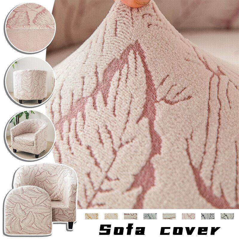 Stretch Chair Covers Leaves Jacquard Elastic Single Half Club Round Armchair Cover Sofa Slipcovers Furniture Protector New