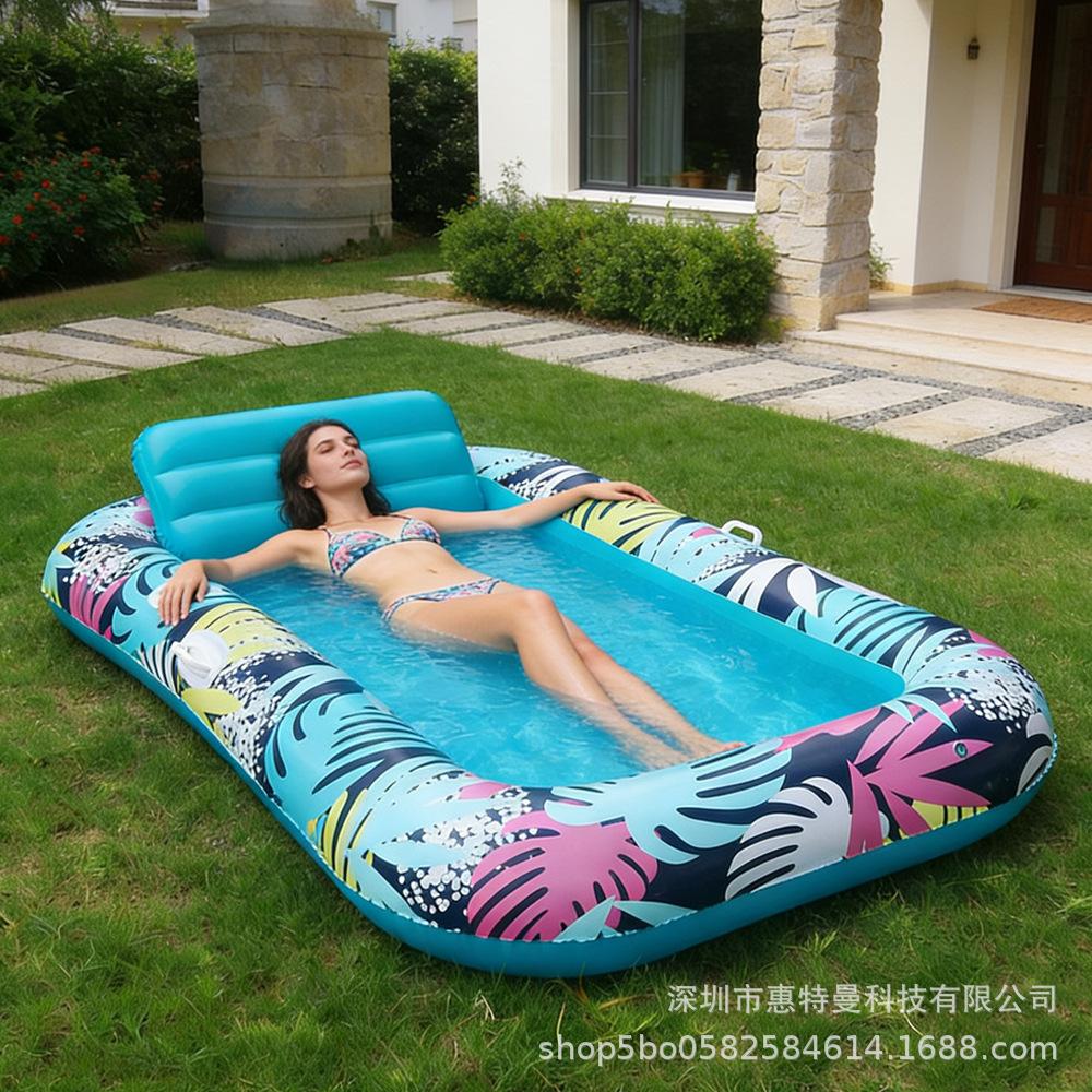 Надувной матрас-лежак для загара со спинкой для бассейна или пляжа