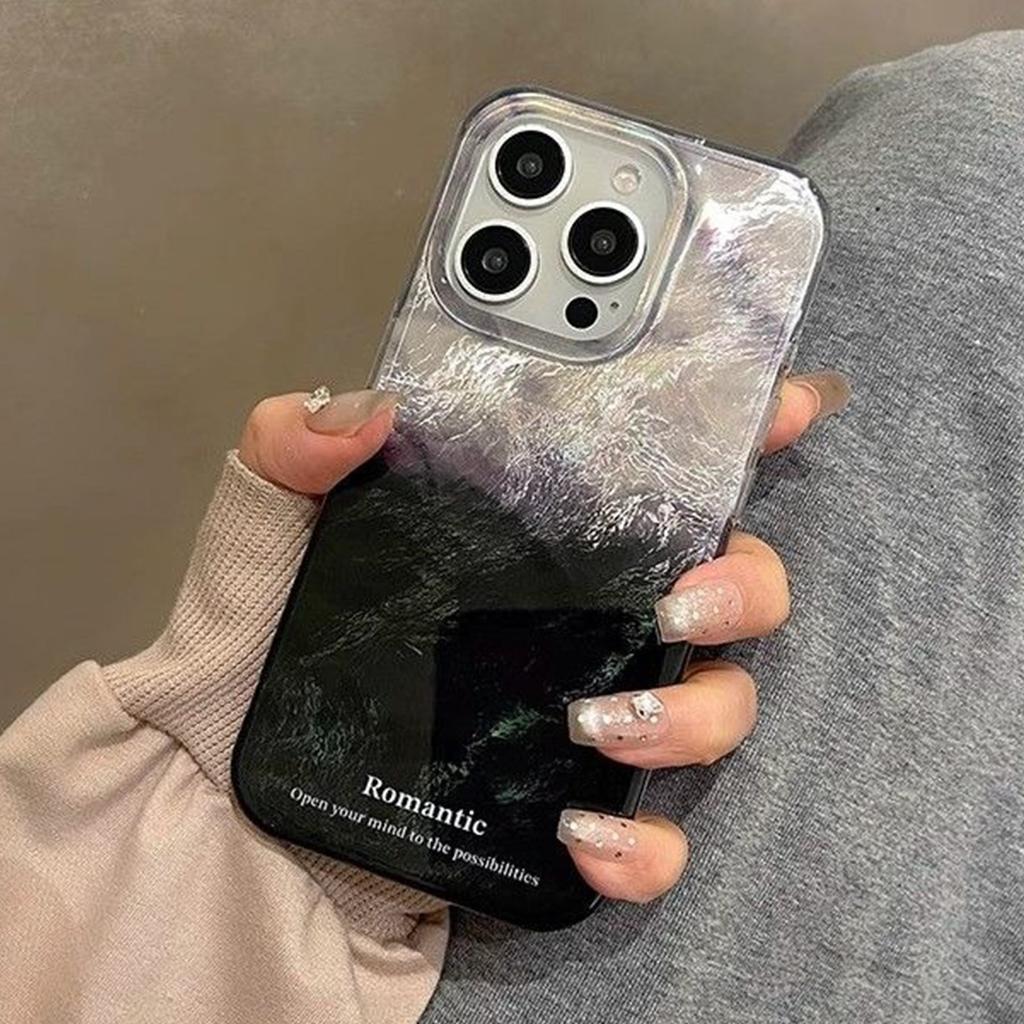 New Light Luxury Girls Gradient Vortex Double-layer Imd Mobile Phone Case Huaqiangbei Cooling Feather Yarn Four-corner Anti-fall Shell Ins