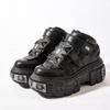 Готические панк туфли на платформе женские ботинки на шнуровке с массивной подошвой кожаные большого размера в темном стиле