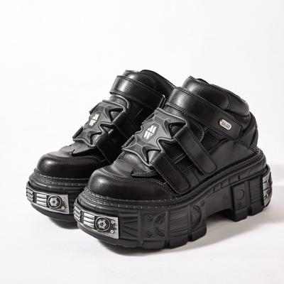 Готические панк туфли на платформе женские ботинки на шнуровке с массивной подошвой кожаные большого размера в темном стиле