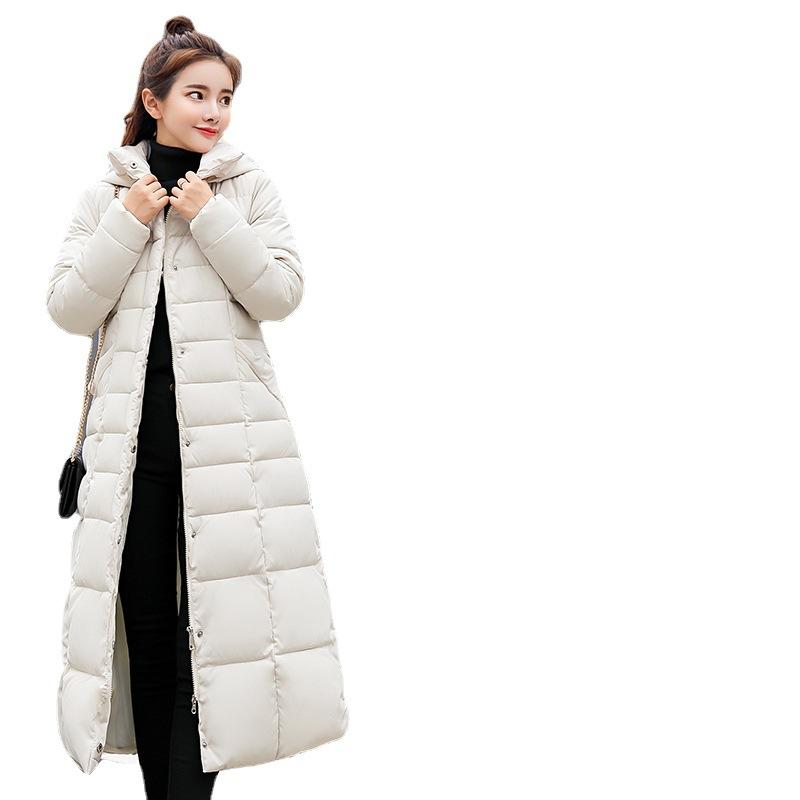 Women's Autumn And Winter Cotton Jacket Slim Fitting Thickened Cotton Jacket Long Knee Length Cotton Jacket
