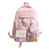 Blocked Fashion Color Letter Pattern Backpack With Compartment Transparent