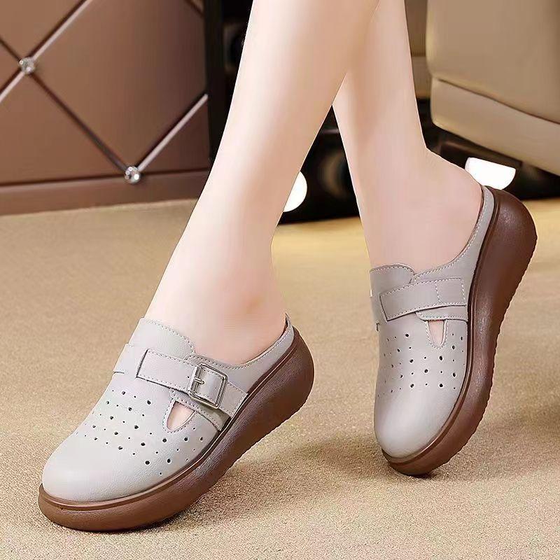 Fashion Women Wedge Baotou Slippers Basic Summer New Breathable Casual Sandals Large Size35-42 Outdoor Lightweight Hollow Sandals Slides