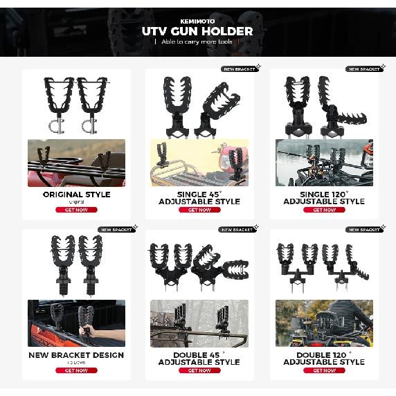 KEMIMOTO ATV Gun Bow Rack Mount Holder Round/Square Bar For UTV Motor Motorbike Scooter Shooting V-Grip Handlebar Cushioned Rack