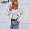 Hooded Drawstring Women's Zipper Knitwear Autumn and Winter Sweater Cardigan Coat