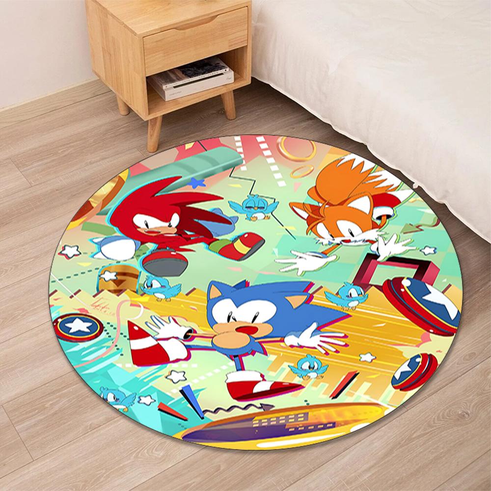 Sonic Printed Round Rug Carpet Chair Rug Area Rug Entryway Doormats,for Office Chair Living Room Bedroom Kitchen Room.