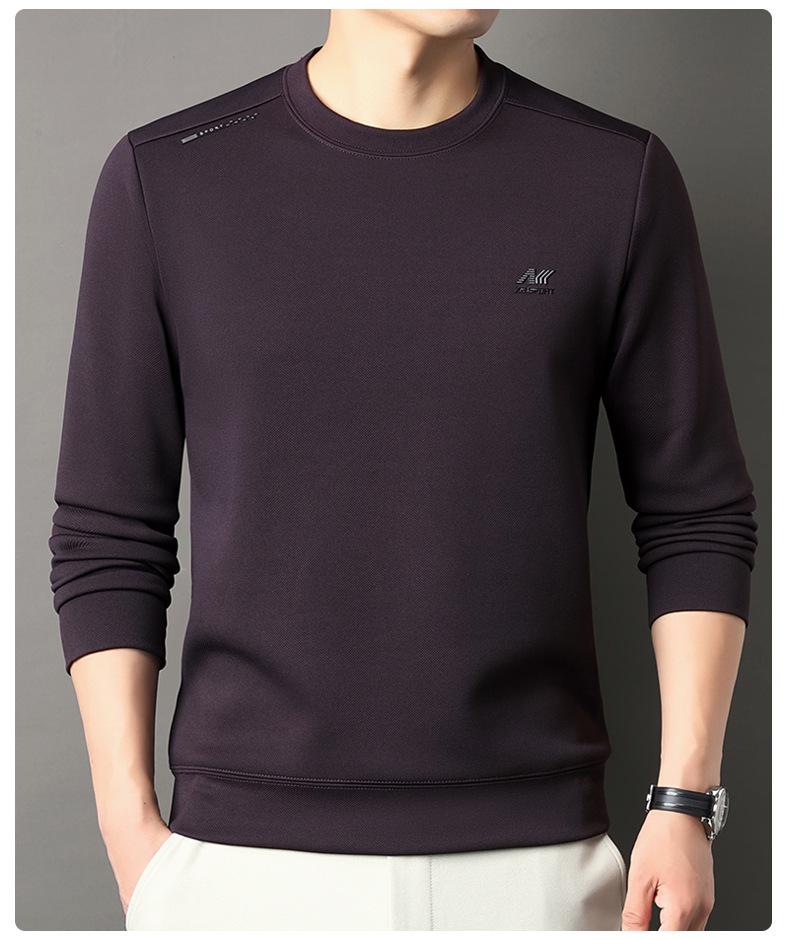 2025 Men's Fleece-Lined Casual Round Neck Warm Sweatshirt Long Sleeve T-shirt Winter Collection