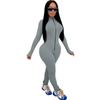 Women Sexy Bodysuit Long Sleeve Fall Wear Sexy Slim Skinny Clubwear Solid Zipper Bodycon Bandage Jumpsuit Overalls High Street