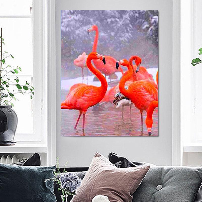 5d Diy Алмазная картина Наборы для вышивки крестом Животные Алмазная вышивка Фламинго Изображение Rhinestone