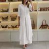 2025 European and American women's clothing new summer and autumn urban elegance cotton and linen slim waist long-sleeved shirt wide-leg pants suit