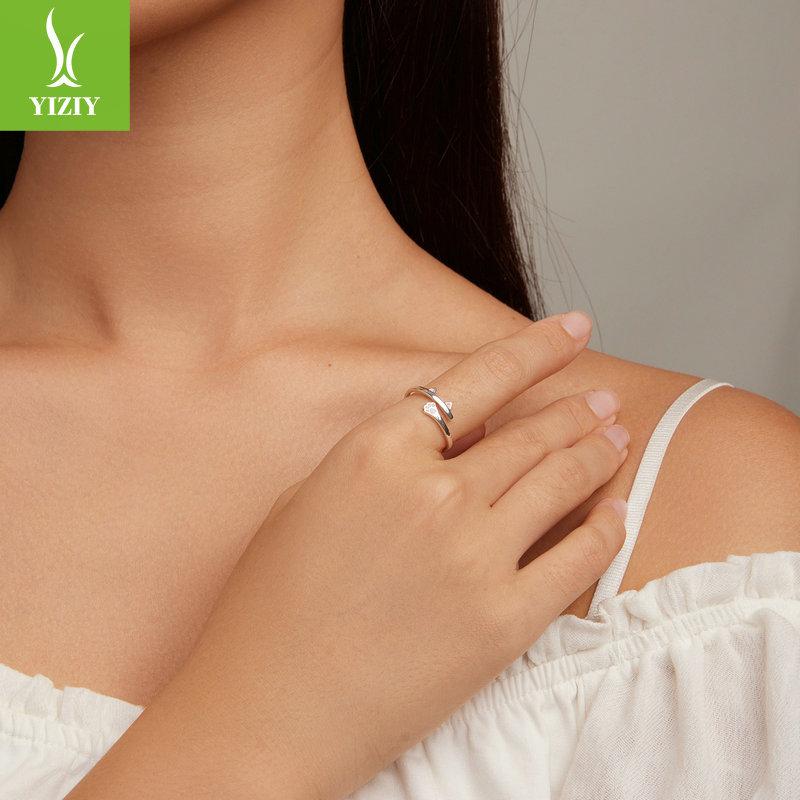 Милое открытое кольцо-кошка из стерлингового серебра 925 пробы, розовое кольцо с отпечатком лапы в форме сердца для девочек, ювелирное изделие для рук Bsr316