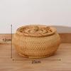 Handwoven Rattan Storage Box with Lid Tea Food Container Kongfu Tea Set Bread Fruit Basket with Lid Puer Tea Bag Organizer