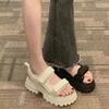 Sandals Women's Summer 2025 New Soft Leather Platform Muffin Roman Shoes Velcro Women's Shoes Beach Shoes Tide