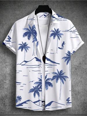 Мужские и женские рубашки с принтом в виде ботанического цветочного узора, повседневные рубашки с коротким рукавом, модные топы с коротким рукавом на пуговицах