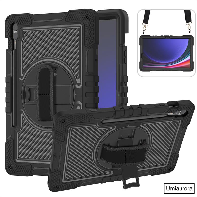 For Samsung Tab S10 FE 10.9 SM-X520 X510 S7 S8 S9 Plus 12.4 inch SM-X610 X820 Stand Strap Shockproof Tablet Case Rugged Funda