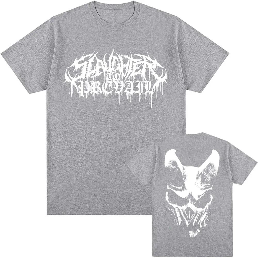 Белая маска с логотипом Графические футболки SLAUGHTER TO PREVAIL Футболки рок-группы Хип-хоп Унисекс Уличная одежда Хлопок Короткий рукав Мужская футболка