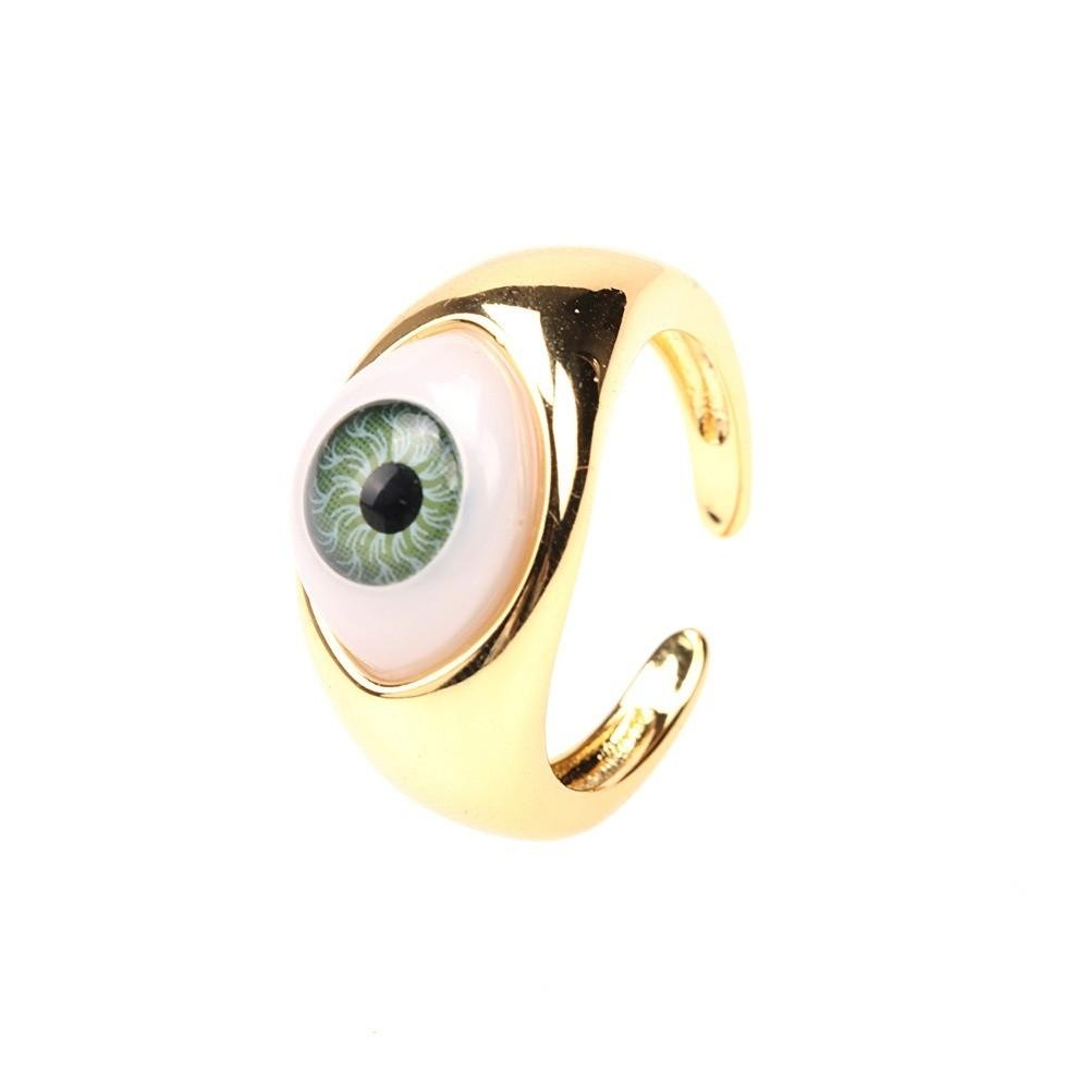 Jewelry Copper Gold Plated Demon Eyes Finger Ring Vintage Cool Resin Eyes Ring Creative Personalized Punk Eyeball Ring Girls