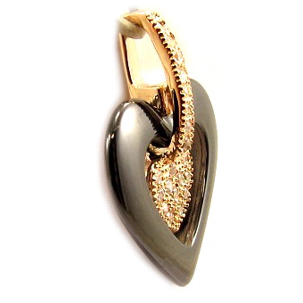 Les Trésors De Lily [L4675] - Позолоченный кулон «Любовь» черный (керамика) розовое золото - 20х20 мм