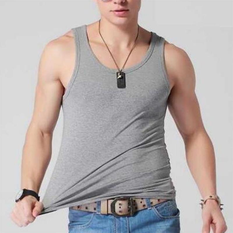 Мужской жилет для спорта и отдыха, сплошной цвет, хлопковый низ, эластичный плотный спортивный жилет для фитнеса, бег с препятствиями, впитывающий пот