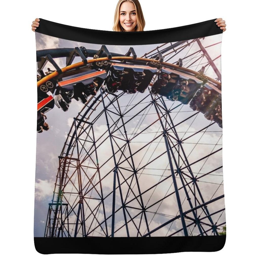 Vortex Roller Coaster, Kings Island Throw Blanket Color Fast Cozy Throw Blanket
