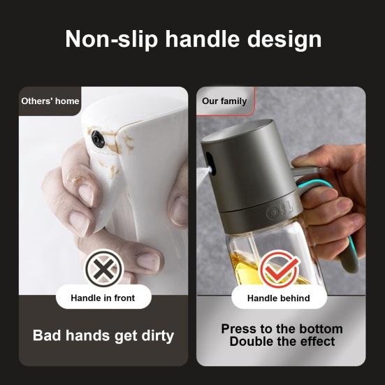 Стеклянный распылитель масла на 250 мл для приготовления пищи. Распылитель оливкового масла. Диспенсер Mister для фритюрницы. Выпечка салатов. Мелкий туман. Эргономичная ручка. Портативная кухня.