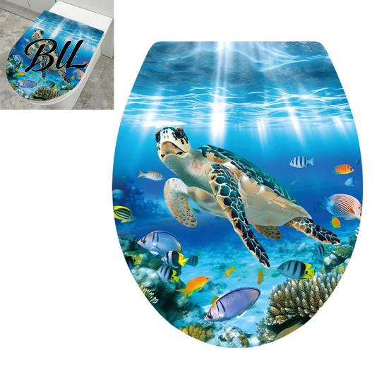 Decorative Stickers for Bathroom Sea World Toilet Lid Stickers, Waterproof Wall Sticker, Easy Long Lasting Peel & Stick Decal Restroom Decor Moisture